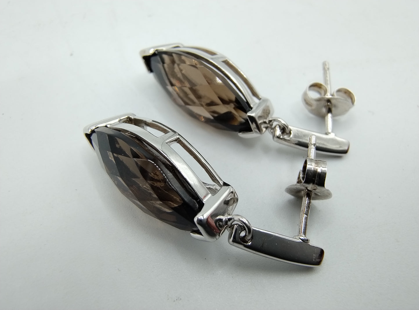 Silver earrings with smoky quartz