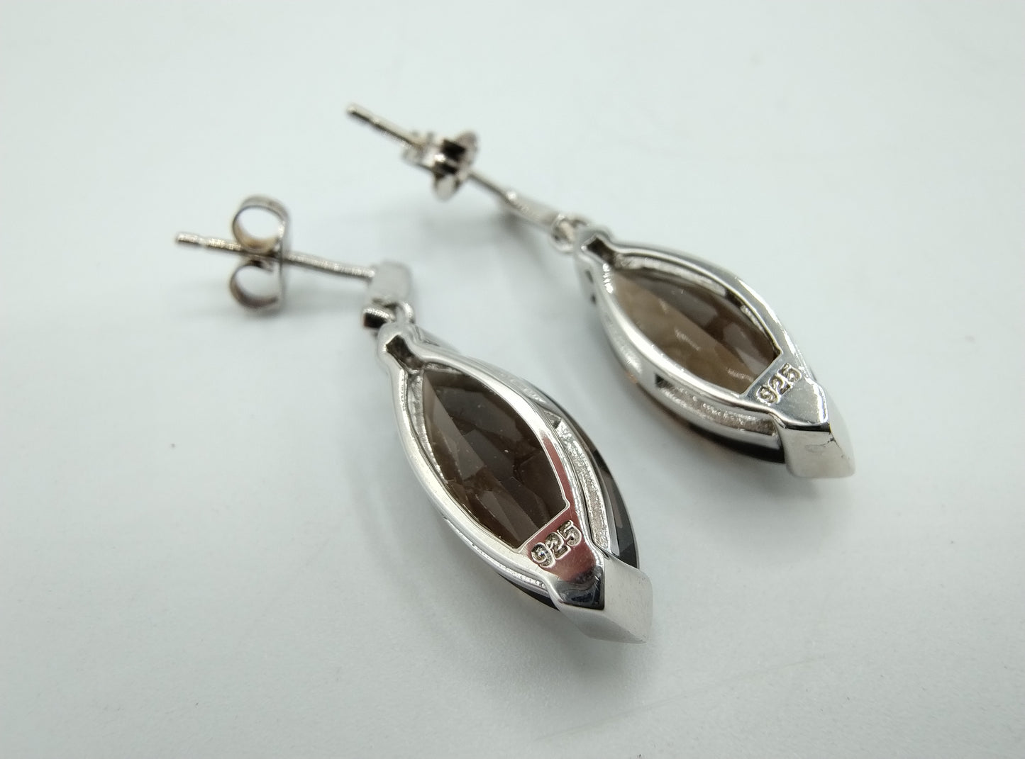 Silver earrings with smoky quartz