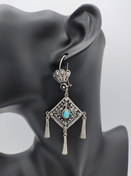 Silver earrings with turquoise, 835