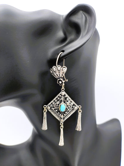 Silver earrings with turquoise, 835