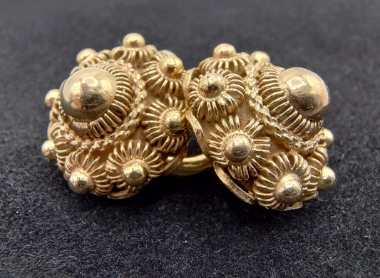 Silver throat buttons, gold plated, 19th century