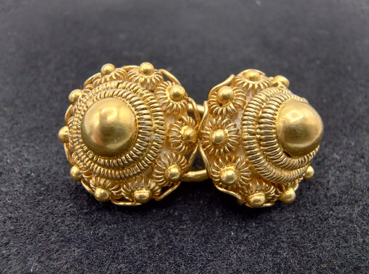 Silver throat buttons, gold plated, 19th century