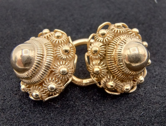 Silver throat buttons, gold plated, 19th century