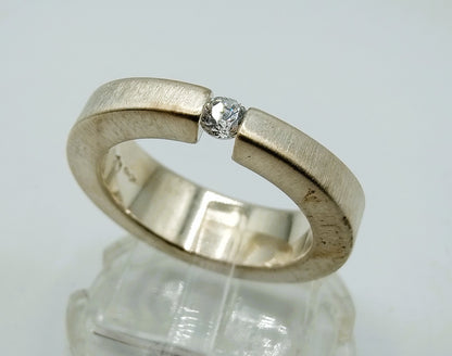 Zilveren ring met zirkonia, 925, 17 mm