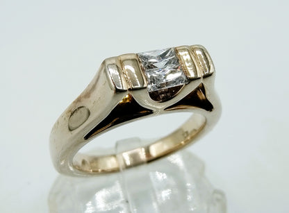 Silver ring with 2 zirconias, 925, 17 mm