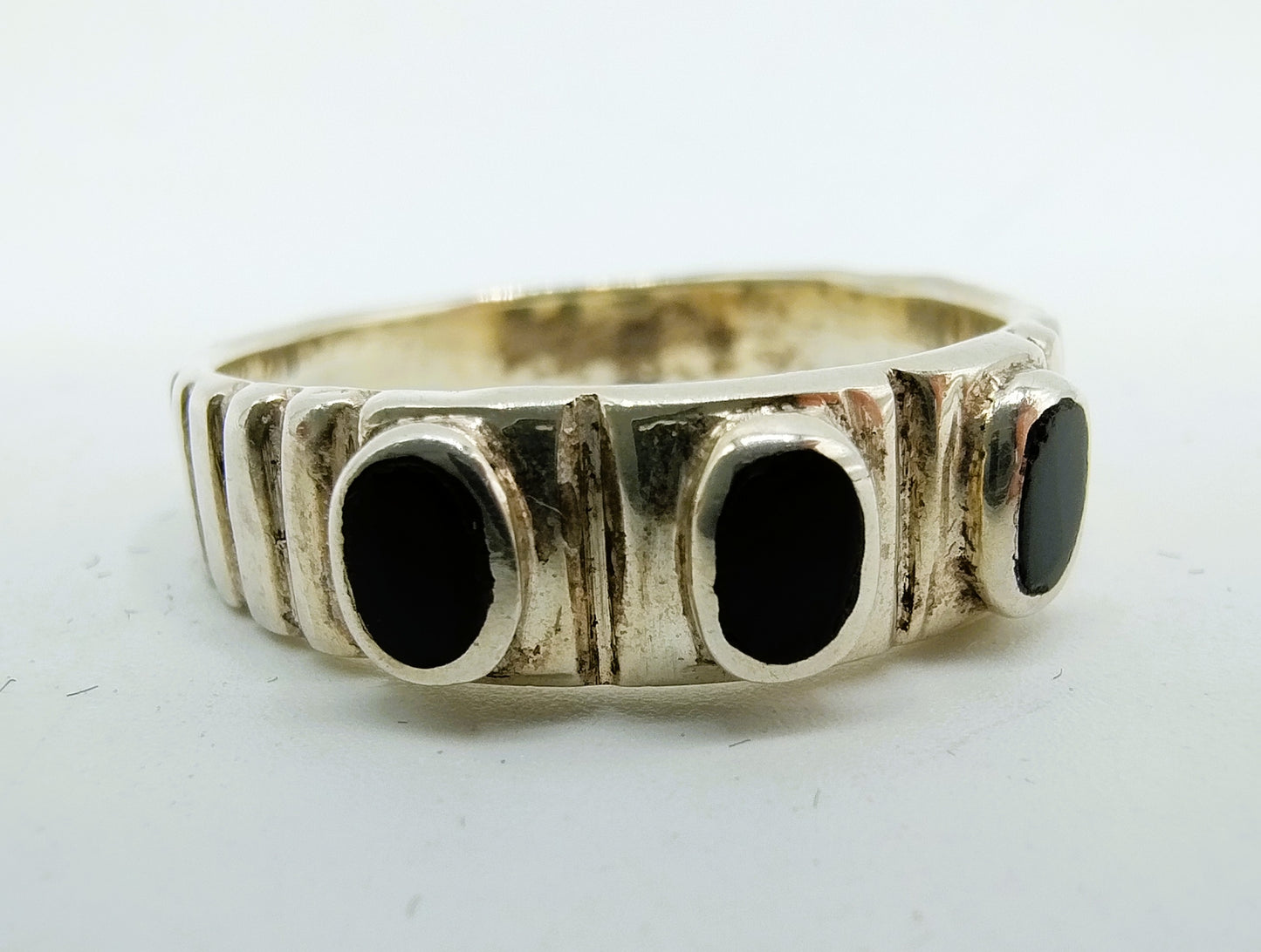 Zilveren ring met Onyx, 925, 18,5 mm