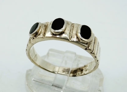 Zilveren ring met Onyx, 925, 18,5 mm