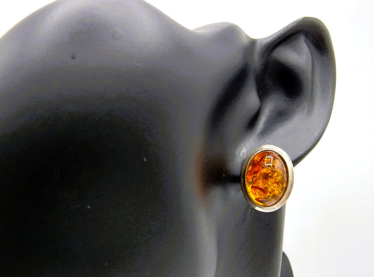 Silver earrings with amber, 925