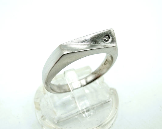 Matt silver ring with diamond, 925, 17.75 mm