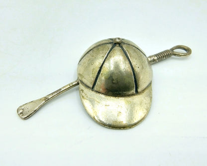 Silver miniature, Jockey cap and crop, C. Marco / Arezzo / Italy, 800