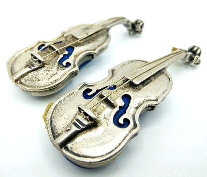 2 Silver miniatures, violin, O. Preziosi / Castiglion Fiorentino / Italy, 800