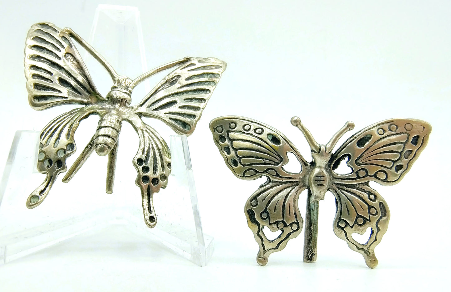 2 Silver miniatures, butterflies, Italy, 800