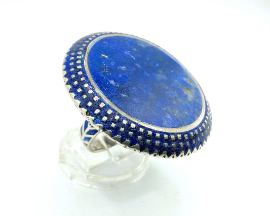 Silver Berber ring, Lapis Lazuli, 19 mm