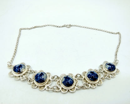 Zilveren ketting, Delfts blauw, 835