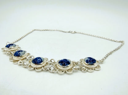 Zilveren ketting, Delfts blauw, 835