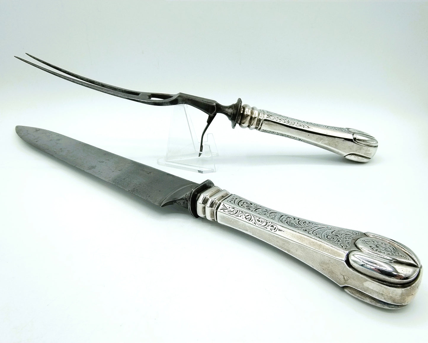 Silver carving cutlery, JA Lintveld / Amsterdam, 19th century