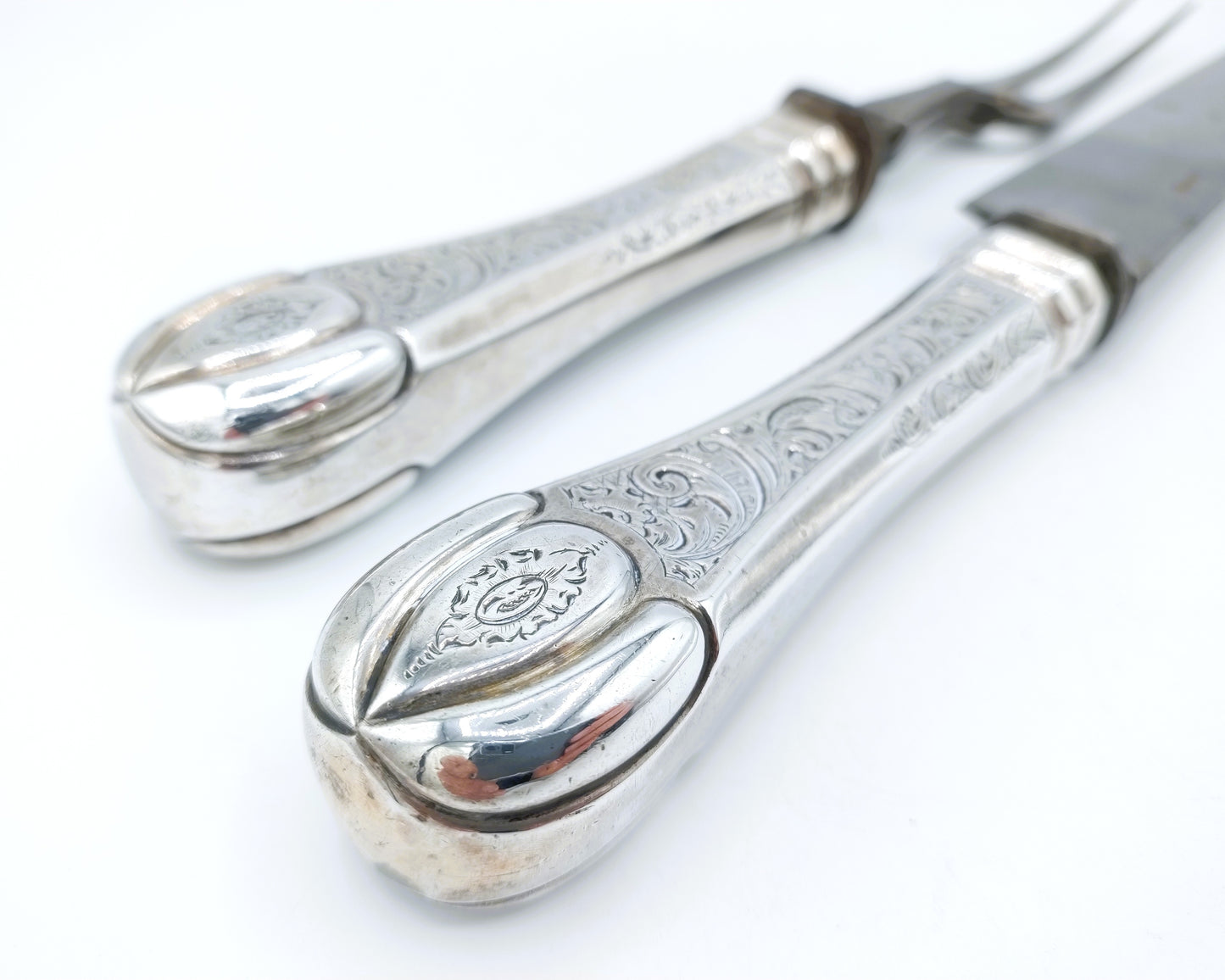 Silver carving cutlery, JA Lintveld / Amsterdam, 19th century