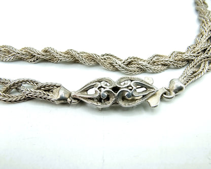 Braided silver cord necklace