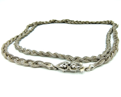 Braided silver cord necklace