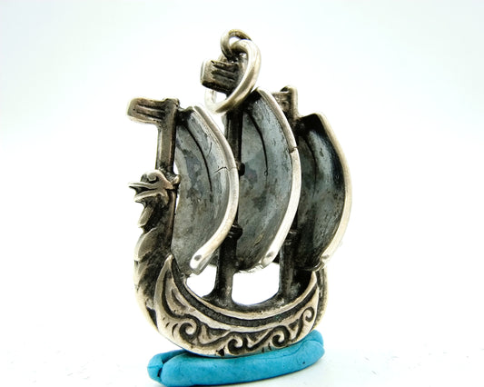 Silver ship pendant, 835