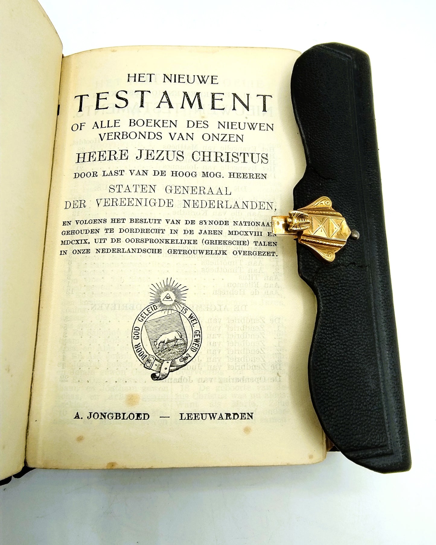 Bible with gold snap lock, 19th century