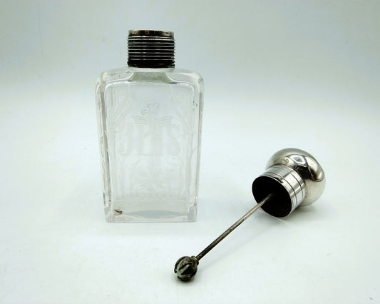 Holy water bottle with silver cap, Prague, 19th century