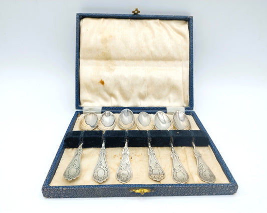 Silver teaspoons, 6x, in cassette, J. v. Os - vd Abeelen, Schoonhoven, 20th century