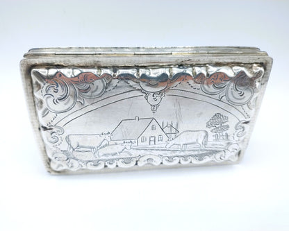 Silver tobacco box, W. de Pleyt / Schoonhoven, 19th century