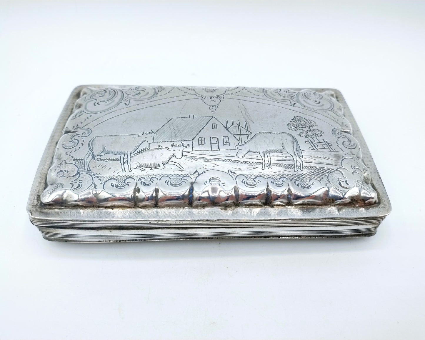 Silver tobacco box, W. de Pleyt / Schoonhoven, 19th century