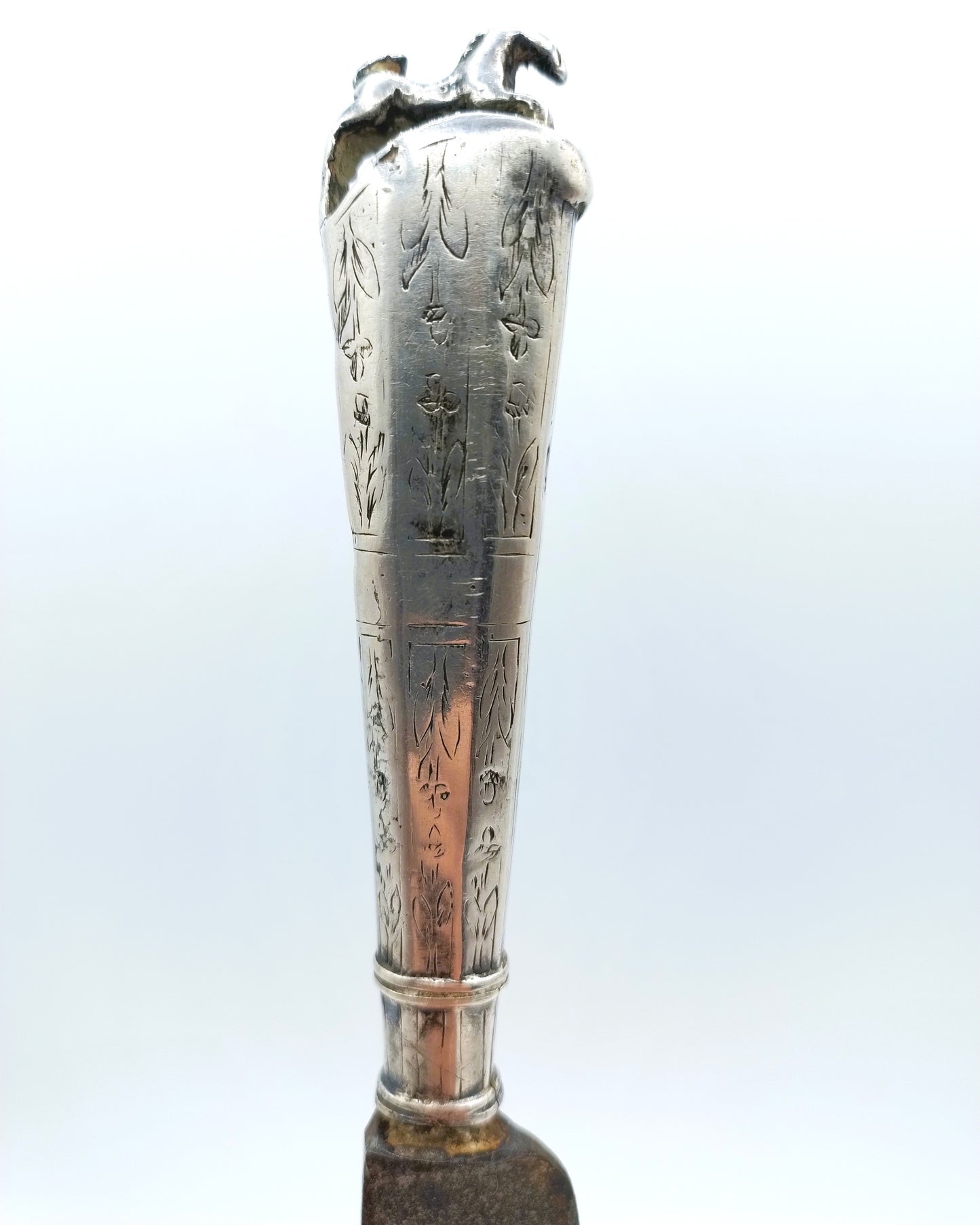 Silver knife handle with steel blade, 17th century