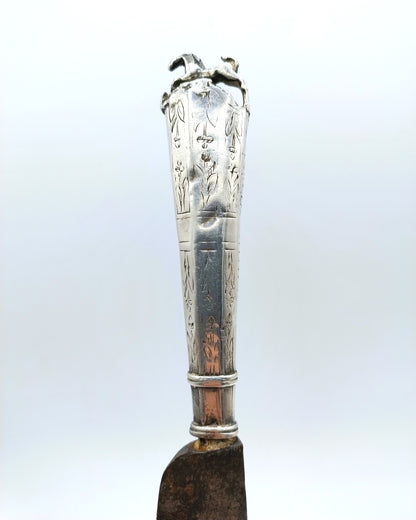 Silver knife handle with steel blade, 17th century