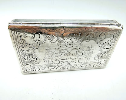 Silver tobacco box, C. van Gelderen Pzn, Schoonhoven, 19th century