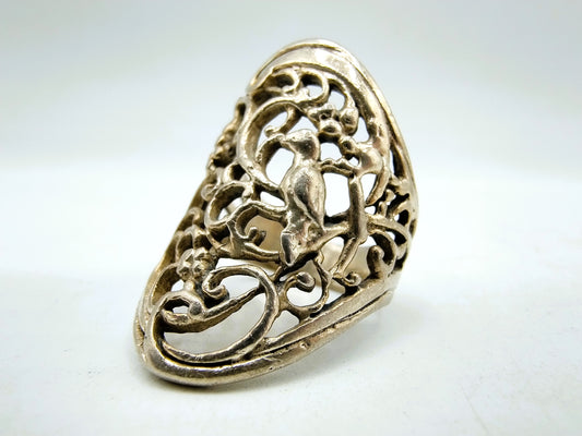 Silver ring with bird, 925, 18.5 mm