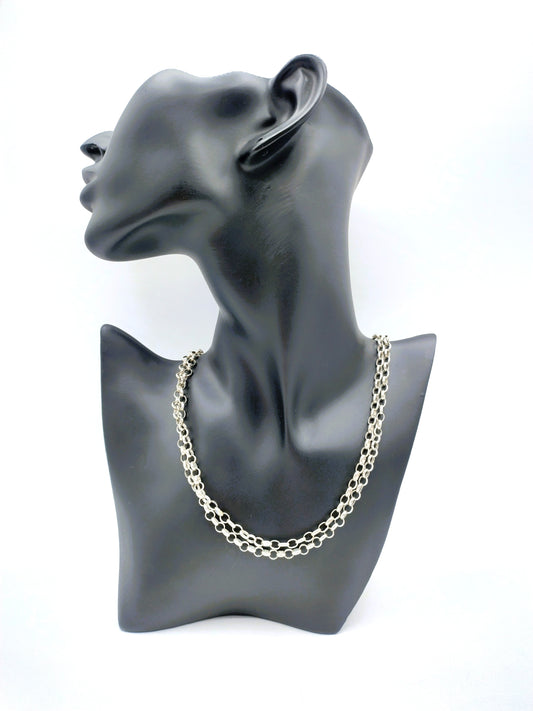 Silver jasseron necklace, 86 cm.