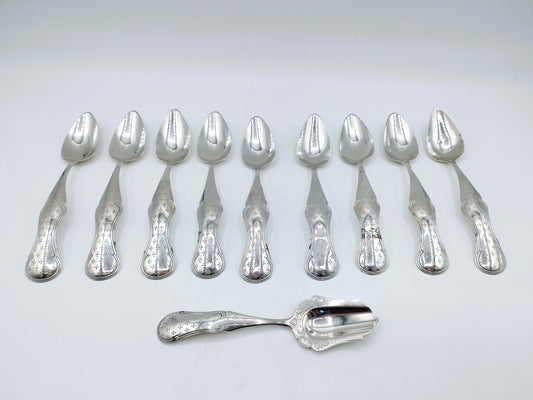 Set with silver teaspoons (9) and a sugar spoon, A. Kuylenburg, Schoonhoven