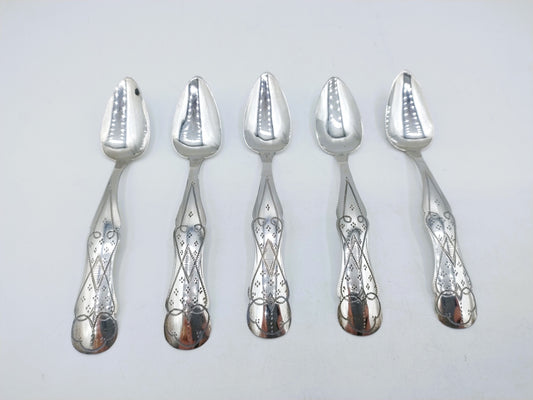 Silver teaspoons, Biedermeier, 5-piece, 19th century