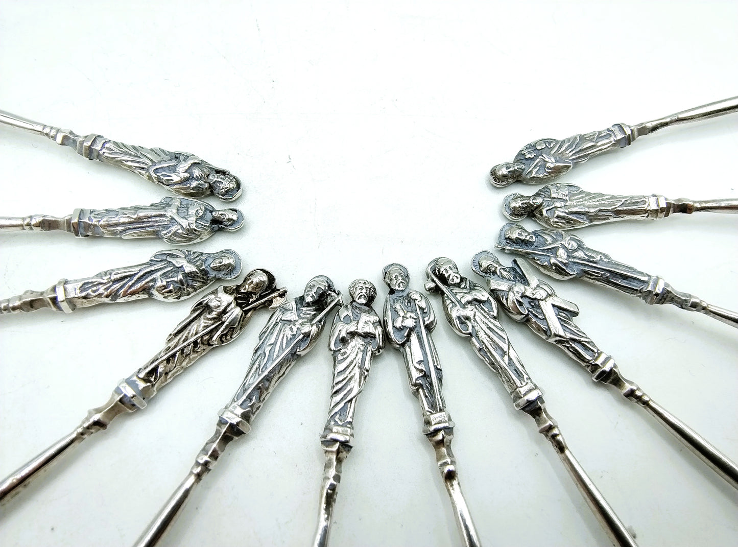 Silver apostle spoons, 12 pieces, P. Heerens, Schoonhoven, 20th century