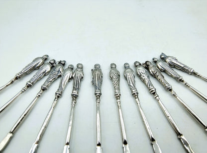 Silver apostle spoons, 12 pieces, P. Heerens, Schoonhoven, 20th century