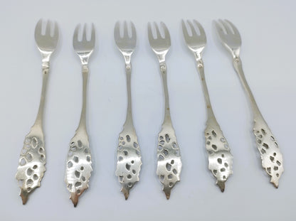 6 Silver pastry forks, Schoorl Zilver NV, Amsterdam, 20th century