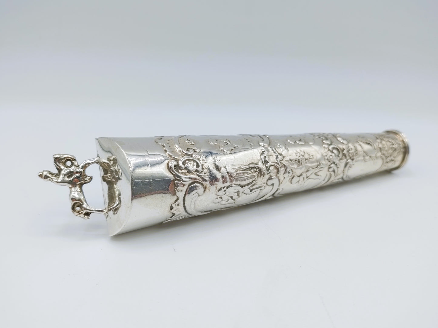 Large silver knife handle, pseudo hallmarks, 19th century.