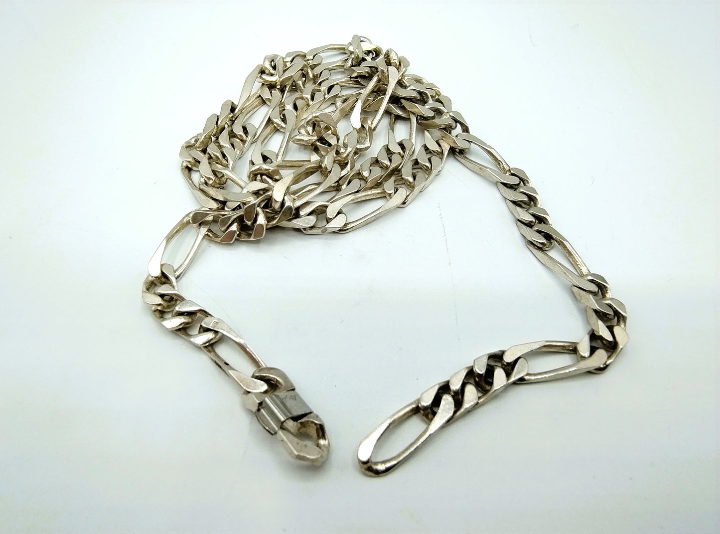 Silver men's chain with figaro link, Dorgay, 70.5 cm (!)