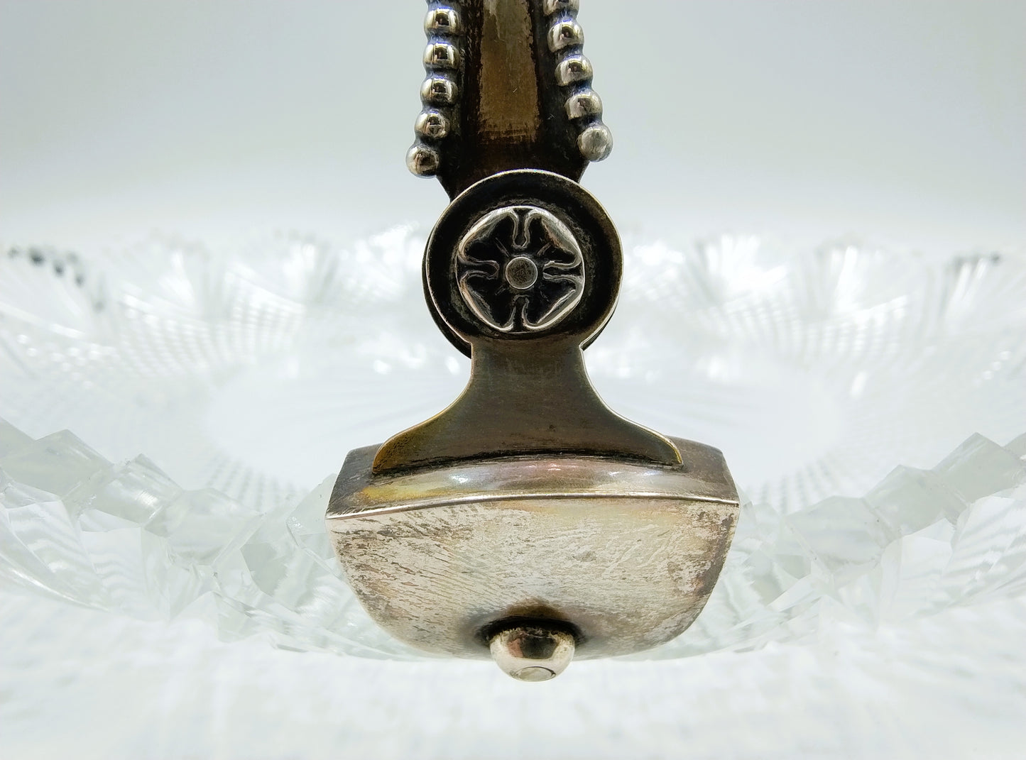 Crystal bowl with silver handle, 20th century