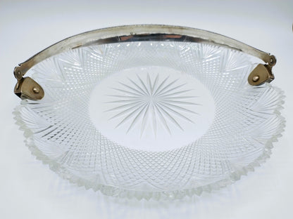 Crystal bowl with silver handle, 20th century