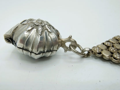 Silver powder box with pendants, India