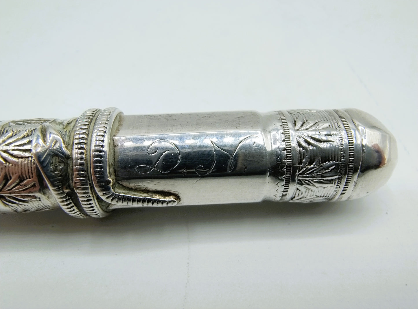 Silver needle case with snake closure, 19th century