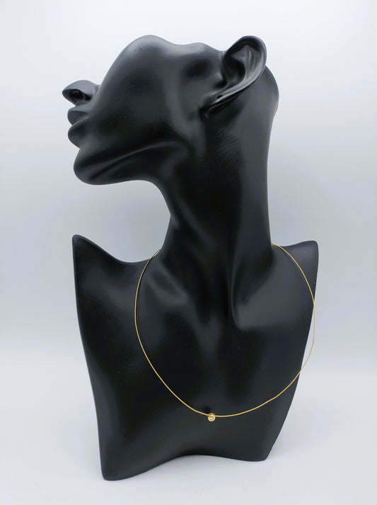 18 carat gold ladies choker with a 0.10 ct diamond.