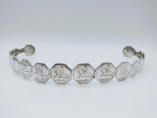 Silver handle with 20 equestrian buttons, H. Adema, Leeuwarden.