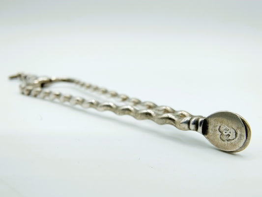 Silver miniature fireplace tongs, A. van Geffen, Amsterdam, 1768