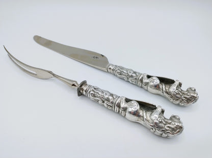 Cutlery with silver lion handles, 18th century