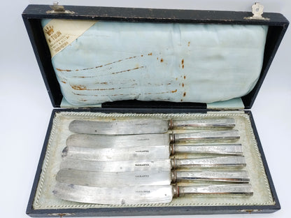 6-piece set, knives with silver handles, Germany, 19th century